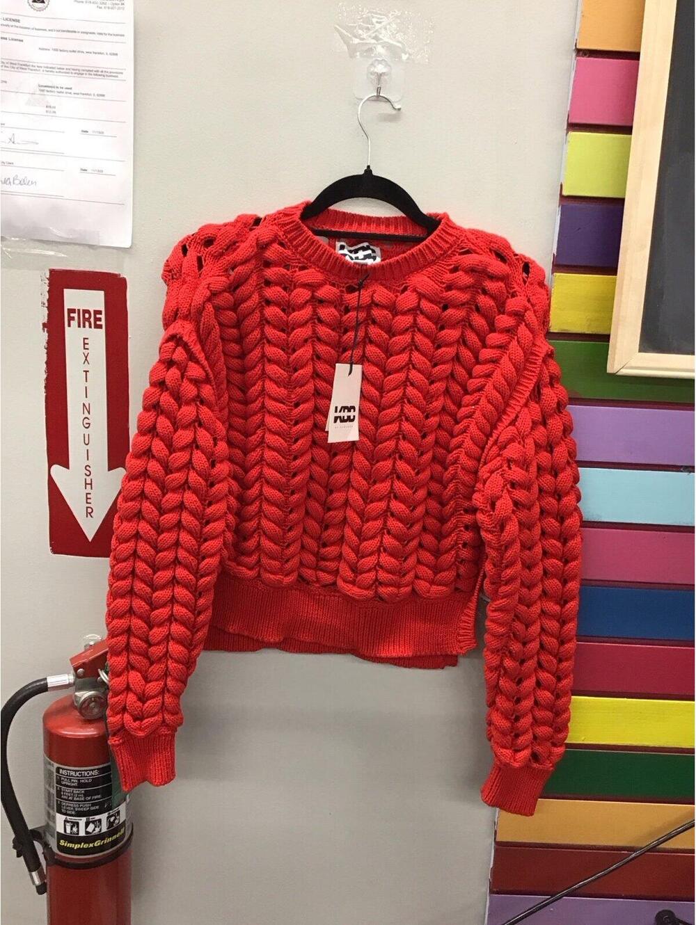 Kbb kahlana knit heavy sweater crop XS red new from target
